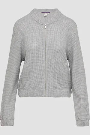 QS by s.Oliver Sweatblouson mit Piqué-Struktur und Glitzereffekt, Damen