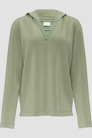 QS by s.Oliver Kapuzenshirt mit Satin-Details, Damen