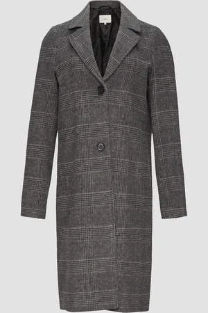 QS by s.Oliver Karierter Mantel aus Wollmix, Damen