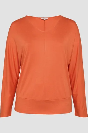 QS by s.Oliver Langarmshirt mit Fledermausärmeln und breitem Bund, Damen