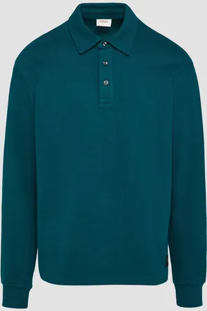 QS by s.Oliver Strukturiertes Langarm-Poloshirt im Relaxed Fit, Herren