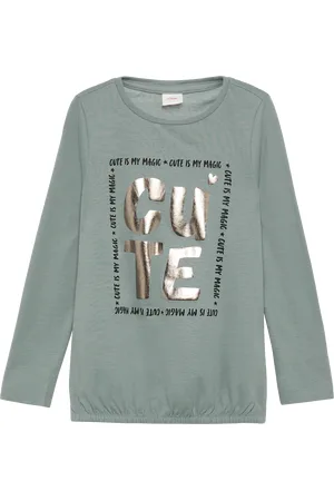 QS by s.Oliver Langarmshirt mit Foil-Print und Gummibund, Kinder