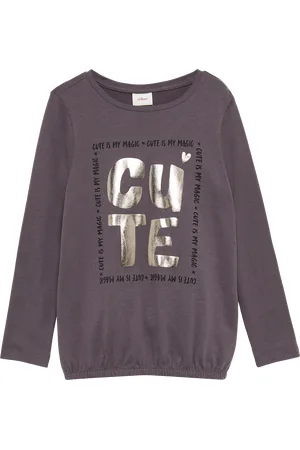 QS by s.Oliver Langarmshirt mit Foil-Print und Gummibund, Kinder