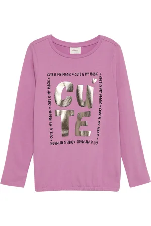 QS by s.Oliver Langarmshirt mit Foil-Print und Gummibund, Kinder