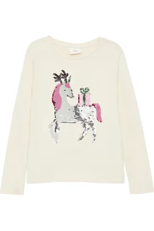 QS by s.Oliver Langarmshirt mit Weihnachtsmotiv aus Wendepailletten, Kinder