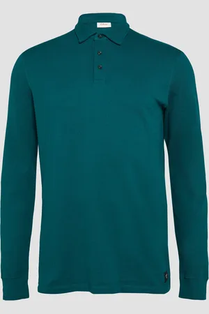 QS by s.Oliver Strukturiertes Langarm-Poloshirt im Relaxed Fit, Herren