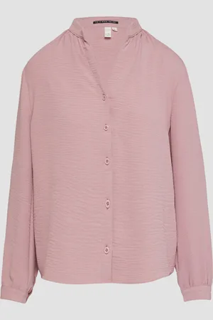QS by s.Oliver Durchgeknöpfte Bluse aus Crêpe, Damen