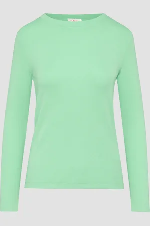 QS by s.Oliver Geripptes Langarmshirt im Slim Fit, Damen