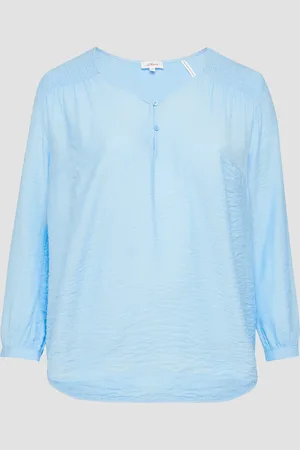 QS by s.Oliver Strukturierte Bluse aus Viskosemix mit Smok-Details, Damen