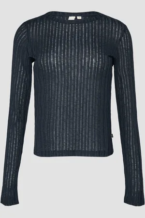 QS by s.Oliver Leicht transparentes Longsleeve mit Strukturmuster, Damen