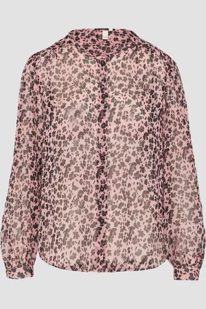 QS by s.Oliver Leicht transparente Chiffonbluse mit All-over-Print, Damen