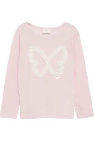 QS by s.Oliver Langarmshirt im Loose Fit mit Chiffon-Applikation, Kinder