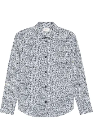 QS by s.Oliver Slim Fit: Gemustertes Hemd mit Kontrastknöpfen, Jungen