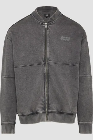 QS by s.Oliver Gewaschene Sweatshirtjacke im Bomber-Style mit Front-Print, Herren