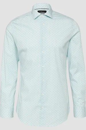 QS by s.Oliver Tailored Fit: Elastisches Baumwollhemd mit All-over-Print, Herren