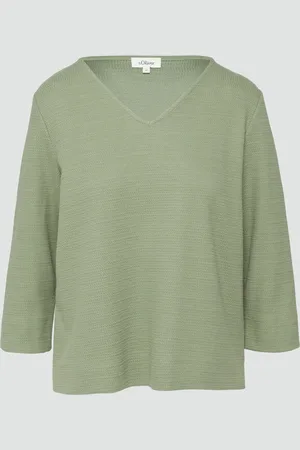 QS by s.Oliver Strukturiertes Sweatshirt aus Baumwollmix mit 3/4-Ärmeln, Damen