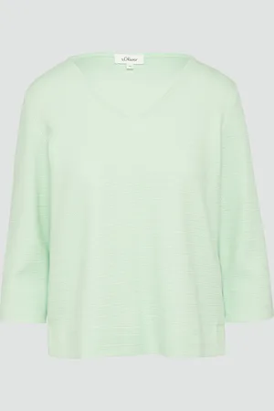 QS by s.Oliver Strukturiertes Sweatshirt aus Baumwollmix mit 3/4-Ärmeln, Damen
