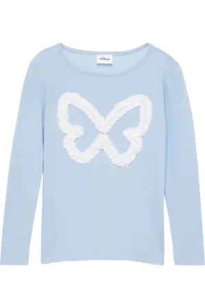 QS by s.Oliver Langarmshirt im Loose Fit mit Chiffon-Applikation, Kinder