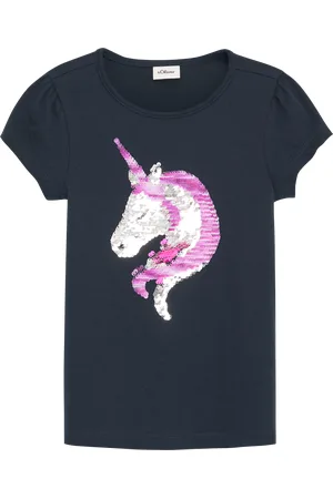 QS by s.Oliver Baumwollshirt in A-Shape mit Wendepailletten, Kinder