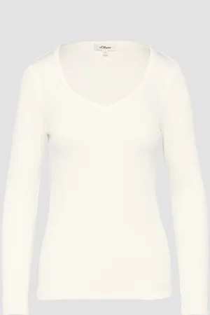 QS by s.Oliver Feines Jersey-Longsleeve mit Rippstruktur, Damen