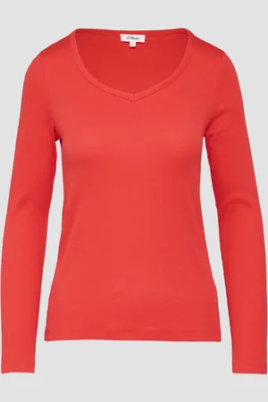 QS by s.Oliver Feines Jersey-Longsleeve mit Rippstruktur, Damen