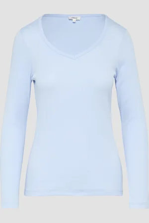 QS by s.Oliver Feines Jersey-Longsleeve mit Rippstruktur, Damen