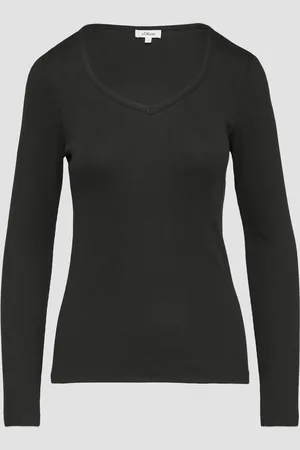 QS by s.Oliver Feines Jersey-Longsleeve mit Rippstruktur, Damen