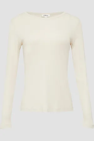 QS by s.Oliver Baumwoll-Longsleeve im Slim Fit, Damen