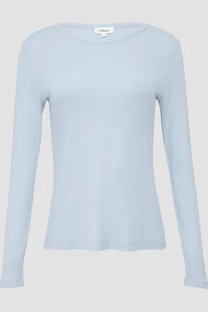 QS by s.Oliver Baumwoll-Longsleeve im Slim Fit, Damen