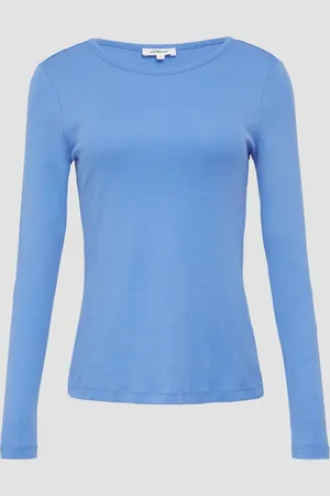 QS by s.Oliver Baumwoll-Longsleeve im Slim Fit, Damen