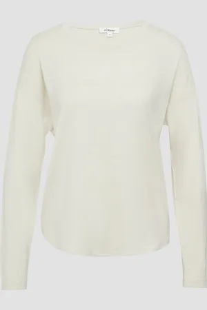 QS by s.Oliver Longsleeve mit überschnittenen Schultern und abgerundetem Saum, Damen