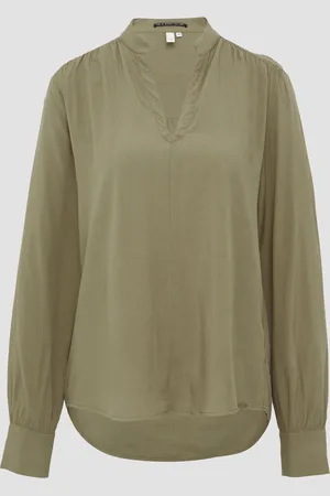 QS by s.Oliver Viskosebluse mit Smok-Detail an der Schuler, Damen