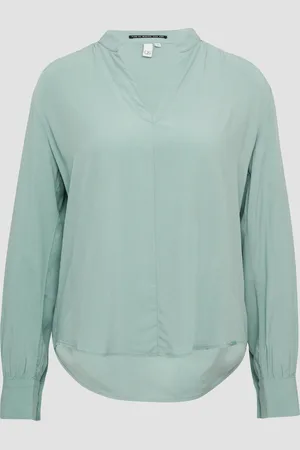 QS by s.Oliver Viskosebluse mit Smok-Detail an der Schuler, Damen