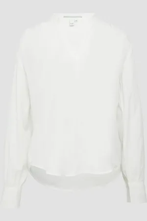 QS by s.Oliver Viskosebluse mit Smok-Detail an der Schuler, Damen