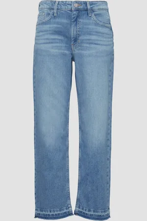 QS by s.Oliver Cropped Jeans / Regular Fit / Mid Rise / Straight Leg / mit Saumdetails, Damen
