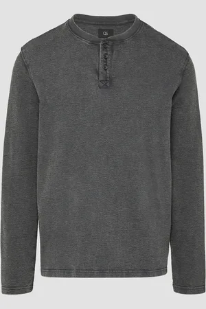 QS by s.Oliver Gewaschenes Henley-Longsleeve in Strukturjersey, Herren