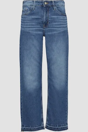QS by s.Oliver Cropped Jeans / Regular Fit / Mid Rise / Straight Leg / mit Saumdetails, Damen
