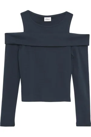 QS by s.Oliver Enges Shirt aus Rippware mit Off-Shoulder-Ausschnitt, Mädchen