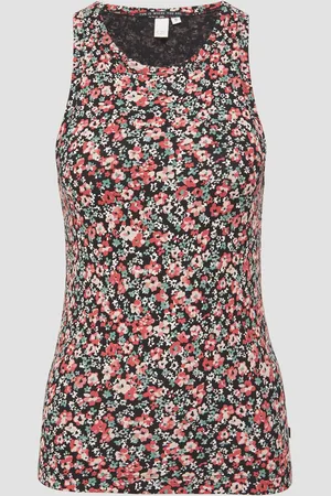 QS by s.Oliver Geripptes Tanktop mit All-over-Print, Damen