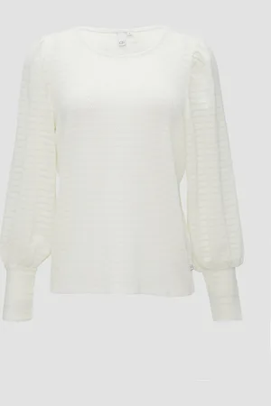 QS by s.Oliver Strukturiertes Langarmshirt mit Puffärmeln, Damen