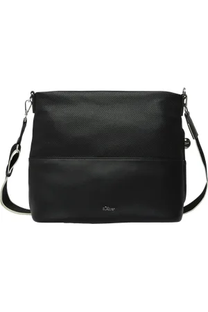 QS by s.Oliver Seitlich perforierte Hobo-Bag mit Reißverschluss und Logo-Detail, Damen
