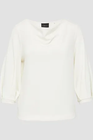 QS by s.Oliver Loose-Fit-Shirt aus Interlockjersey mit Wasserfall-Ausschnitt, Damen