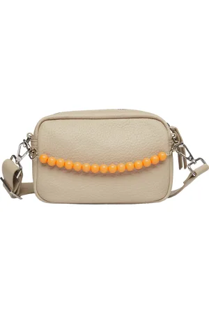 QS by s.Oliver Handliche Camera-Bag mit abnehmbarem Perlen-Henkel und Reißverschlussfach, Damen