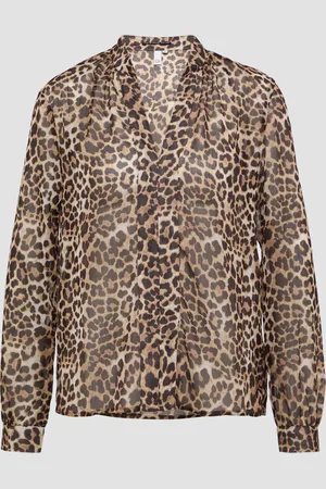 QS by s.Oliver Leicht transparente Chiffonbluse mit All-over-Print, Damen