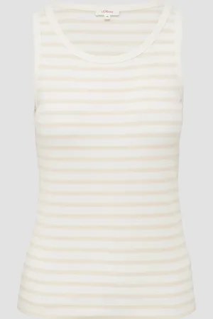 QS by s.Oliver Slim-Fit-Top mit Rippstruktur, Damen