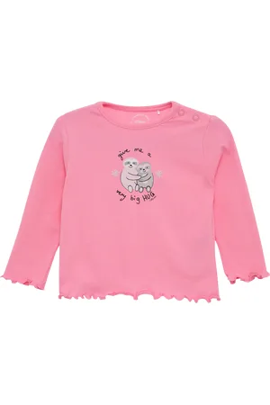 QS by s.Oliver Baumwoll-Longsleeve mit Frontprint und Rollsaum, Babys