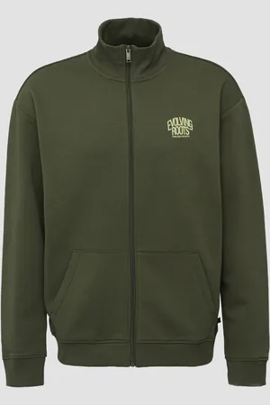 QS by s.Oliver Sweatshirt-Jacke mit Stehkragen und Frontprint, Herren