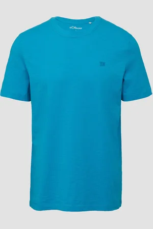QS by s.Oliver T-Shirt mit Flammgarnstruktur und Logo-Print, Herren