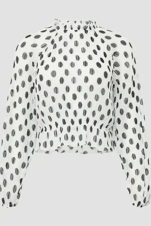 QS by s.Oliver Plissierte Chiffonbluse mit Punktemuster, Damen