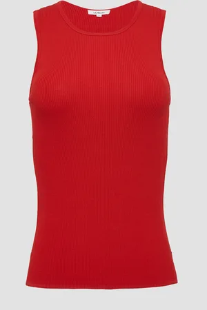 QS by s.Oliver Geripptes Feinstrick-Top im Slim Fit, Damen